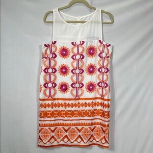 Gretchen Scott Shift Dress Size S Colorful Embroidered Lightweight Cotton